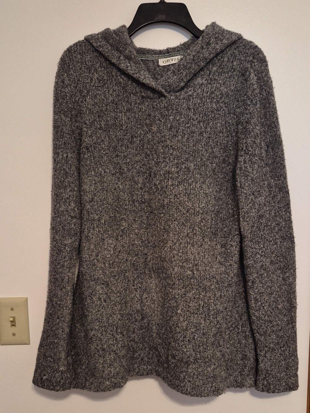 Orvis Women's Heather Gray Hooded Cowl Sweater SZ M